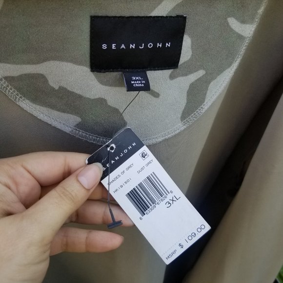 NWT Sean John Faux Suede Gray Camo Men's 3X Logo Taping Track Jacket - Picture 5 of 15